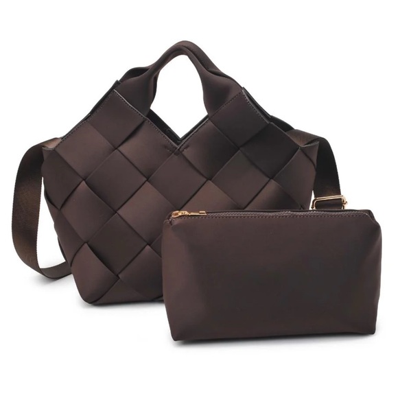 Sol and Selene “Resilience” Woven Neoprene Bag - Brown - NWT - Picture 2 of 9